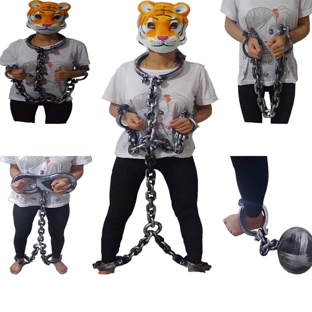 

Prop Halloween Party Role Play Stage Performance Fake Metal Shackles Light Durable Plastic Decorations for Surprise