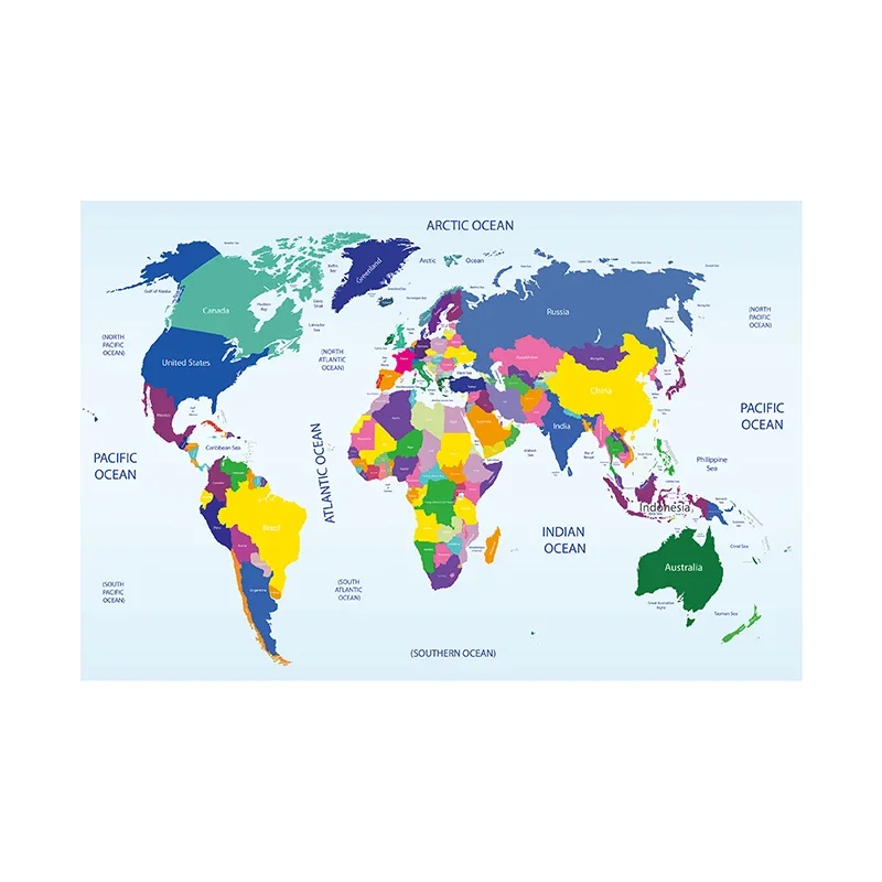 Mapa do mundo 100x70cm pintura parede não tecido lona arte cartaz moderno impressões decorativas sala escritório escola material de estudo