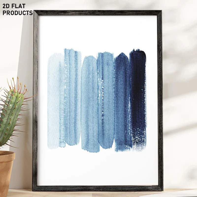 2D Flat, 1pc, 2D Flat, Multi-Size Frameless Canvas Painting, Navy Blue Gradient Wall Art, Oversized Wall Art, Navy Blue Wall