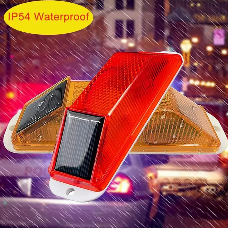 Solar Strobe Warning Light Outline Safety Traffic Night Warning Flashlight Beacon Construction Safety Road Signs Flash Traffic