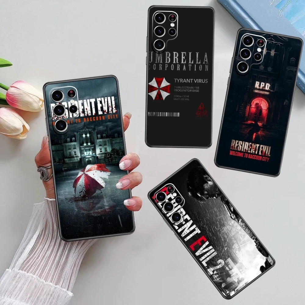 Resident Evil Umbrella Phone Case For Samsung Galaxy S24 S23 S22 S21 S20 Plus Ultra Note20 Soft Black Phone Cover