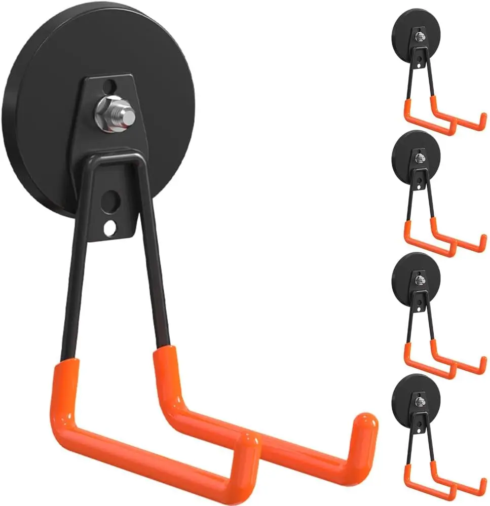 

Набор из 4 больших магнитных крючков для тяжелых нагрузок: для гаражного хранения, тележек для инструментов, организации сада