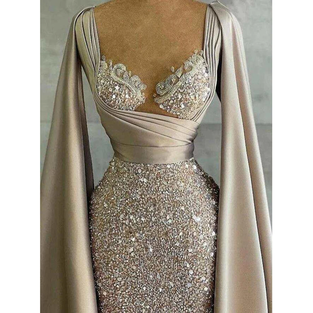 O-Neck Appliques Crystal Evening Dresses Long Sleeve Illusion Back Formal Occasion Mermaid Luxury Formal Prom Gowns 2024