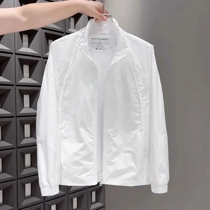 

High-End White Casual Jaet Men's Spring Autumn 2025 New Zipper Lightweight Sun Protection Clothes Men's Sle Breathable Po...