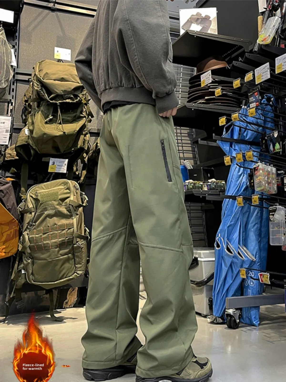 

Утепленные флисовые рабочие брюки для мужчин, весенне-осенние карго-штаны в американском стиле, молодежные модные брюки для альпинизма, прямые брюки.