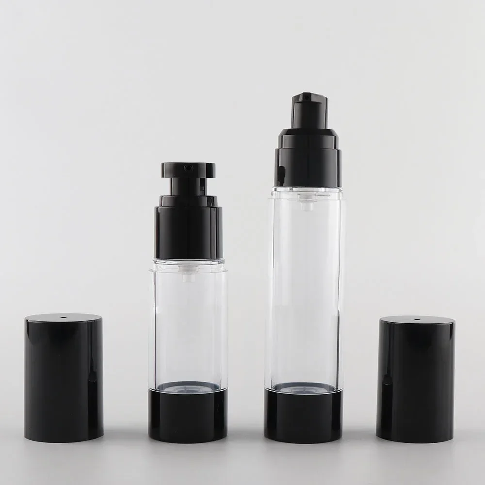 15 ml-120 ml schwarze Airless-Pumpflasche für Lotion/Creme, Vakuumspender, nachfüllbar, Anti-Abfall, Kosmetikverpackung