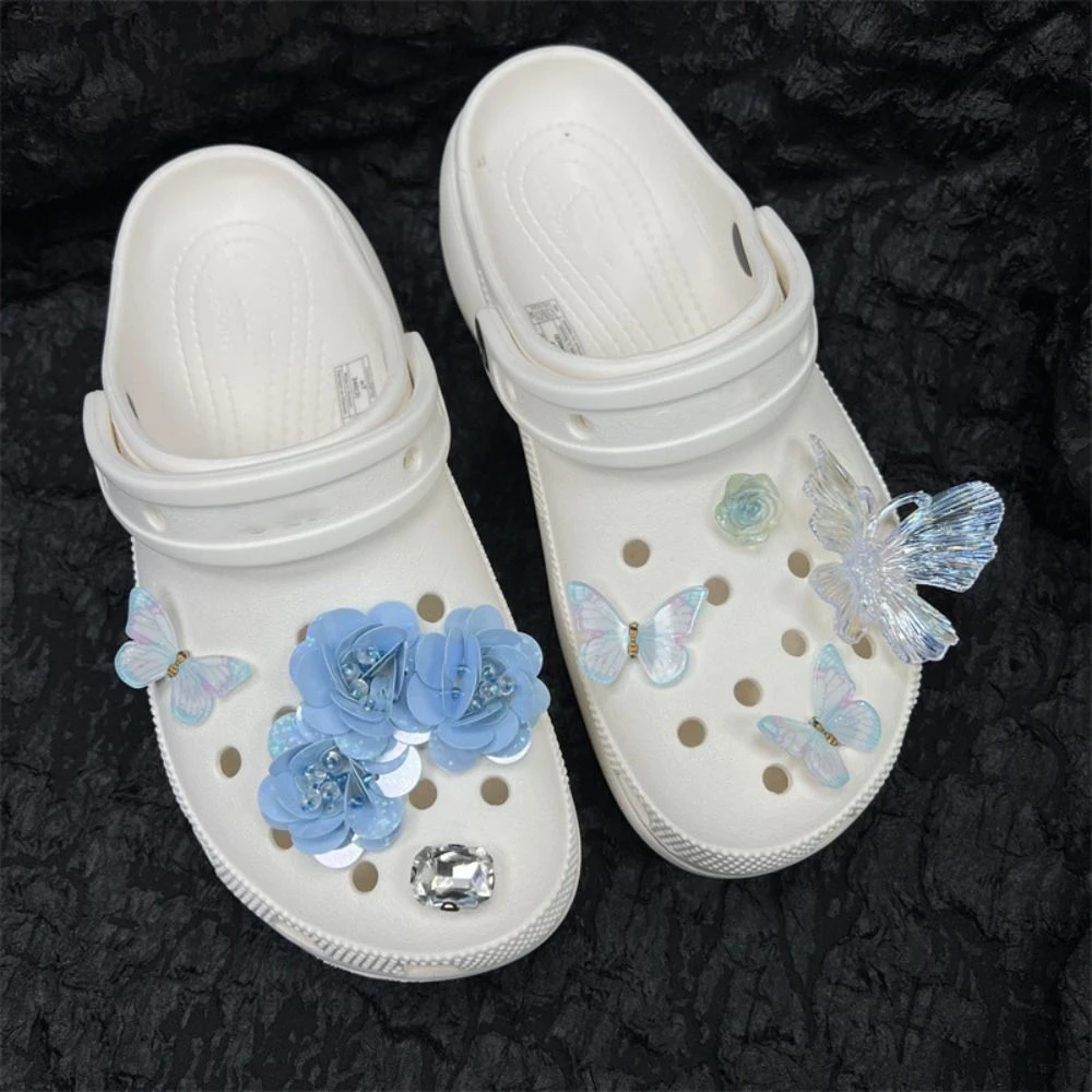 

Sandals Decorations Flower Shoe Accessories Vacation Style Removable Butterfly Orchid Shoes Charms Shoe Accessories
