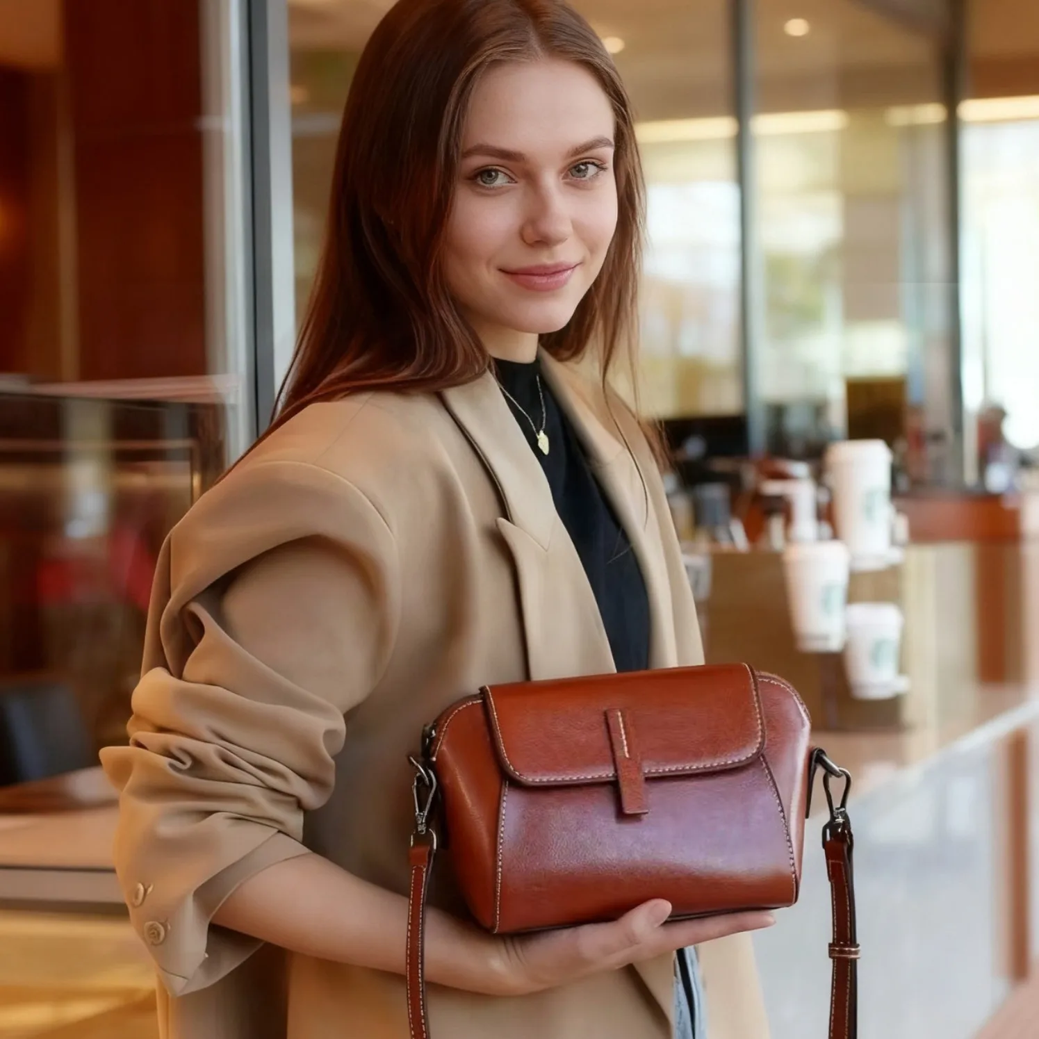 

Кожаная женская сумка, высококачественная ретро-модная универсальная сумка через плечо, женская сумка из воловьей кожи