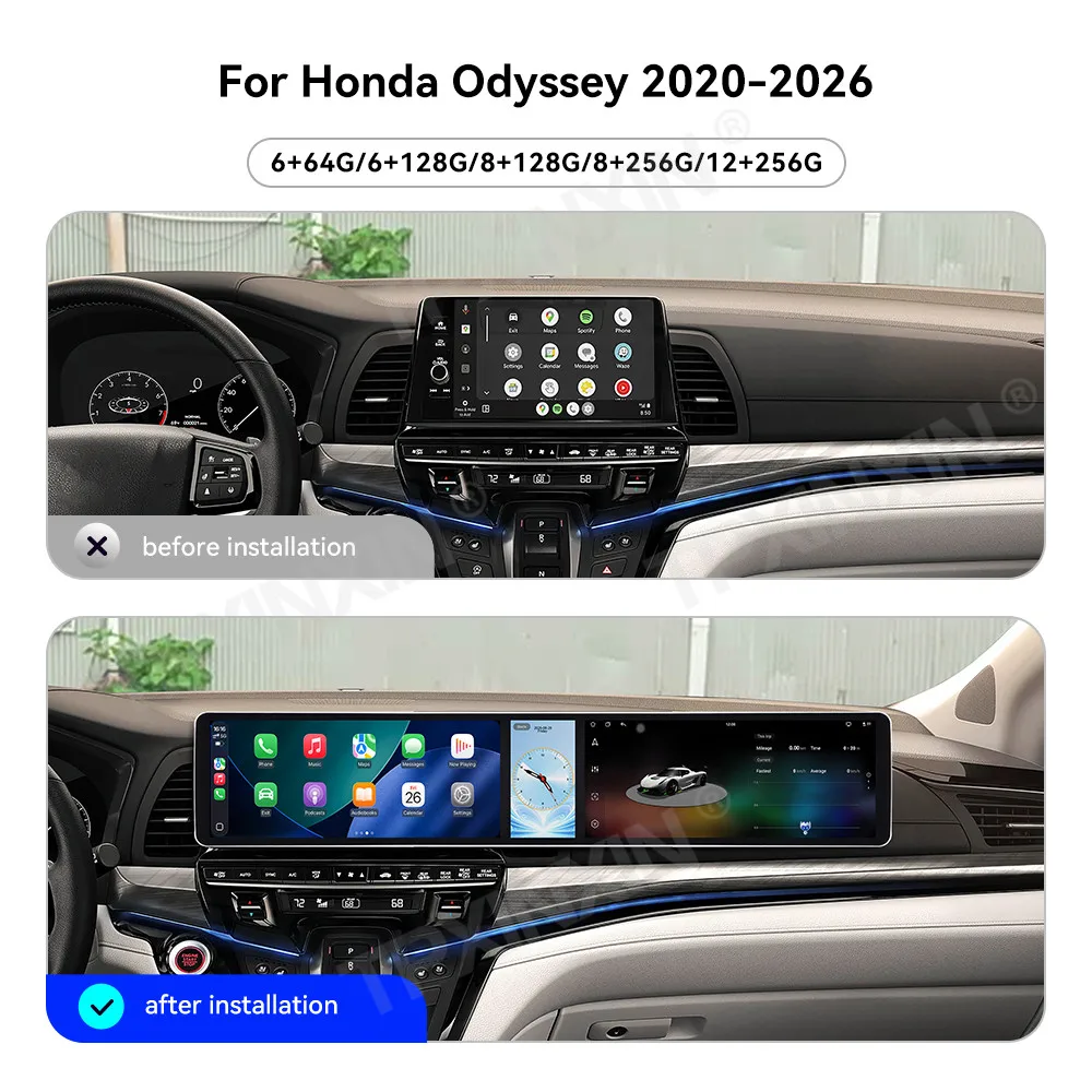 For Honda Odyssey 2020-2026 Android Car Radio Multimedia Video Player Wireless Carplay Autoradio Stereo GPS Navigation Head Unit