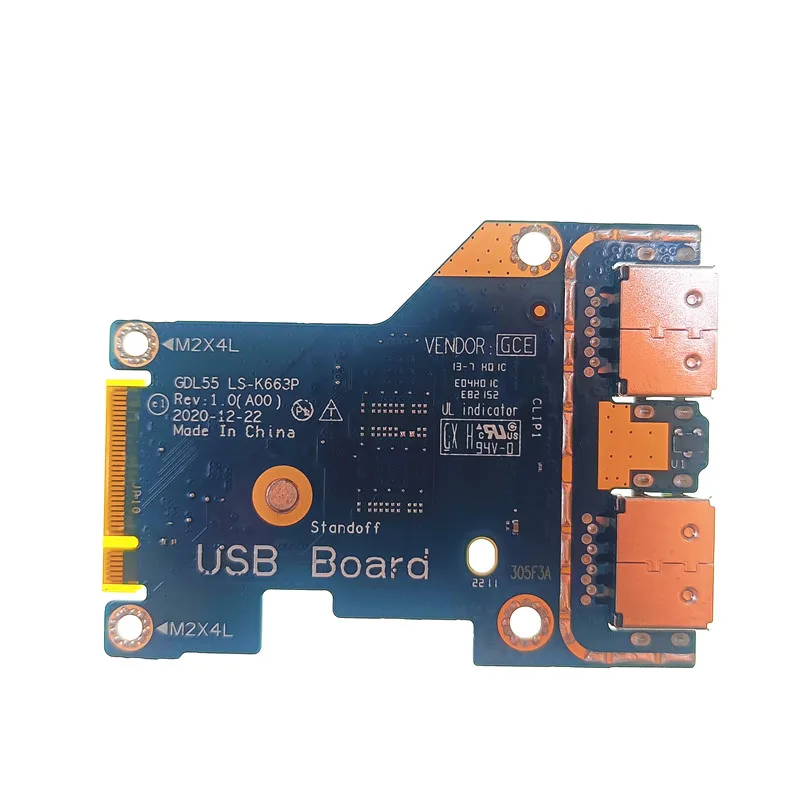 For Dell G15 5510 5511 2021  version notebook built-in USB small board IO small board GDL55 new main board LS-K663P PXVKJ 0PXVKJ