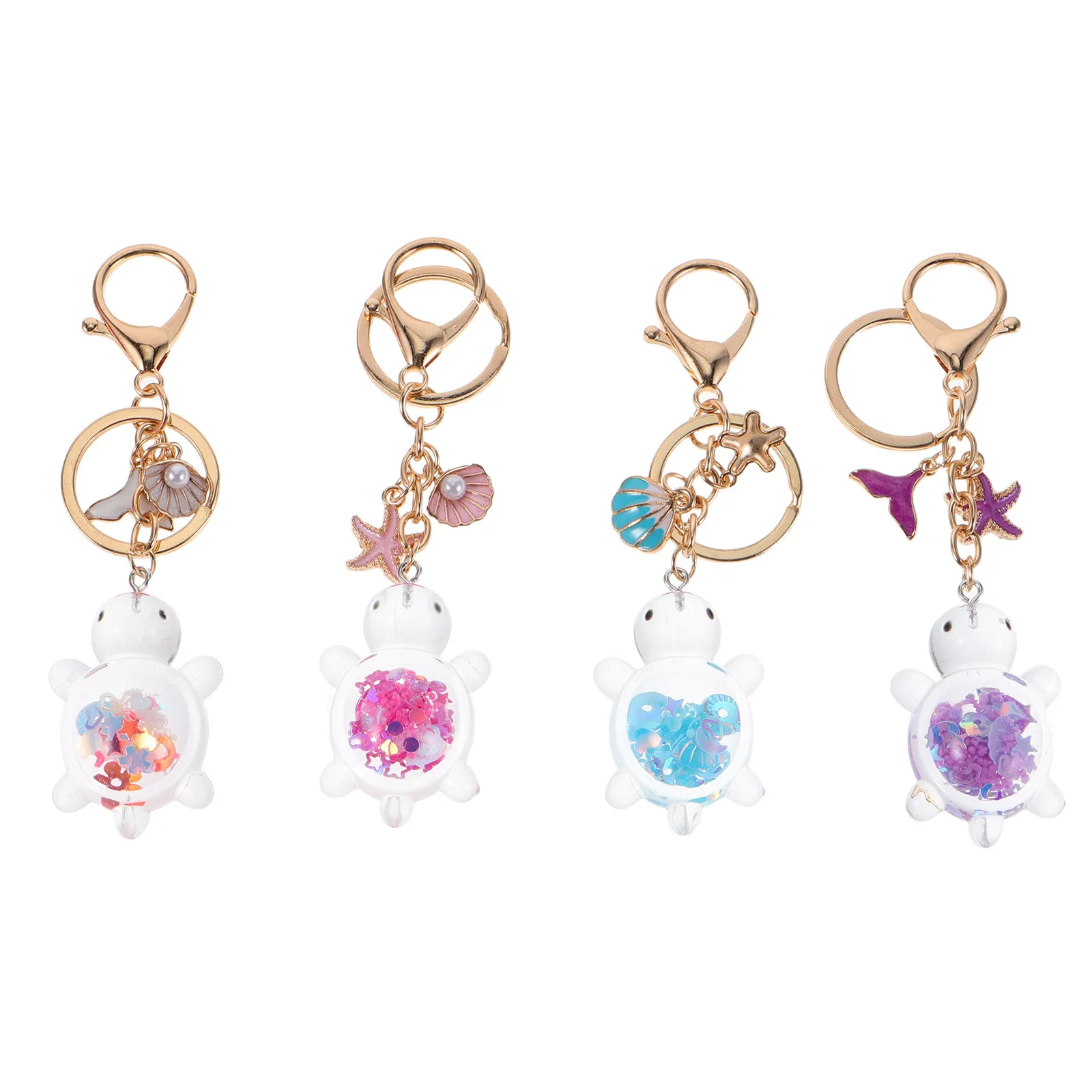 

4Pcs Glow in Dark Animal Keychains Turtle Sequins Cute Bag Pendant Keyring for Women Backpacks Handbags Night