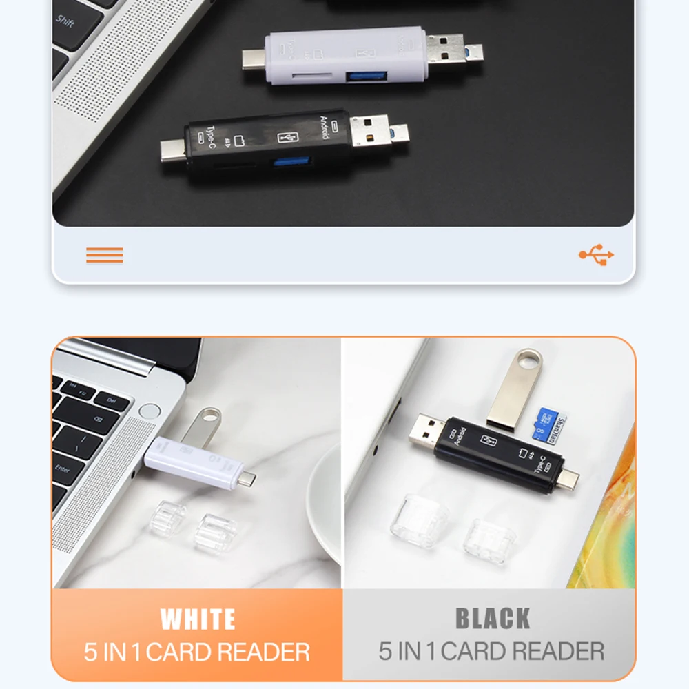 5 in 1 Multifunction Memory Card Readers & Adapters TYPE-C USB Micro USB Mini SD Memory Card Reader for Mobile Phone Accessories
