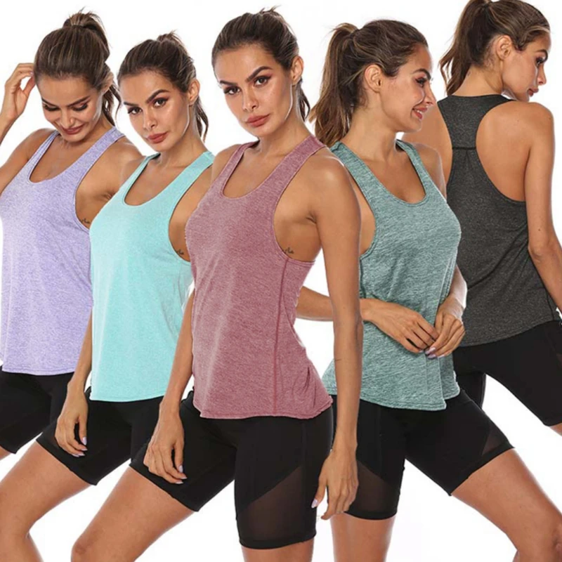 

S-4XL New Sleeveless Racerback Workout Tank Tops for Women Running Training Yoga Shirts Fitness Sport Yoga Vest Gym Sport Shirts