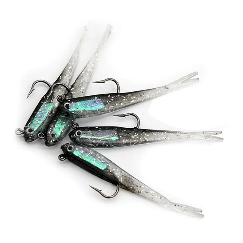 Grey Soft Fish 2.35g 75mm Wrapped Lead Hook Fake Bait 6.5g Road Sub Fish Bait Soft Fish With Hook Small Gray Fish