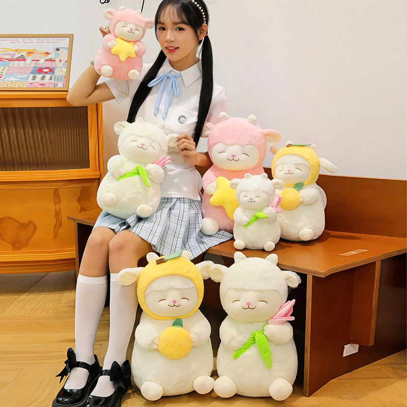 Cute Fruit Sheep Plush Doll Lemon Star Cherry Lamb Stuffed Toy Soft Fluffy Animal Pillow Kids Bedroom Decoration Birthday Gift view 2