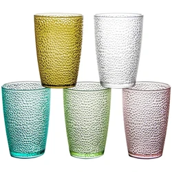 5Pcs Acrylic Drop-proof Cups Set Home Colored Beer Mug Stackable Restaurant Drinks Juice Glasses Coffee Tea Water Cup for Party