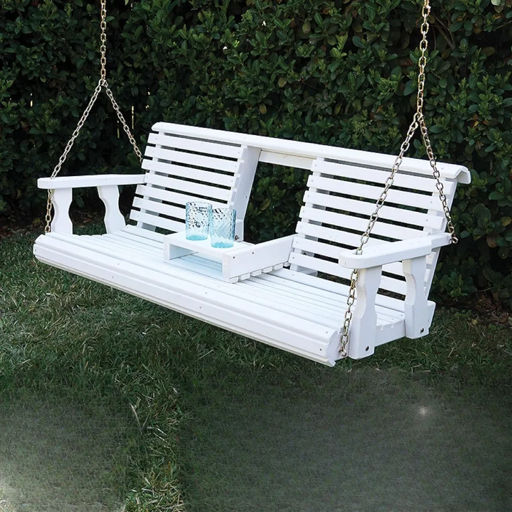 Outdoors Swing Chairs, Heavy Duty 800 Lb Rollback Console Porch Swing with Hanging Chains, Outdoors Garden Swing Chairs