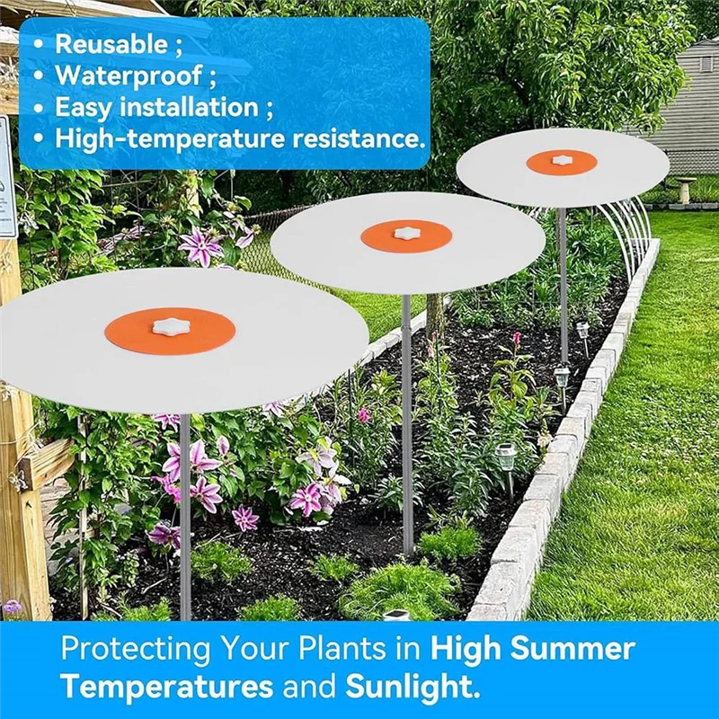 

ABVA-Plants Shade Cover, Rain Proof Wind Proof Garden Shade Disk Umbrella Plastic Sunblock Shade Cloth Moveable Sun Shade