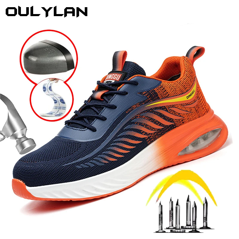 

Summer Safety Shoes Men Lightweight Anti-smashing Anti-piercing Wear-resistant Flying Woven Breathable Deodorant Work Shoes