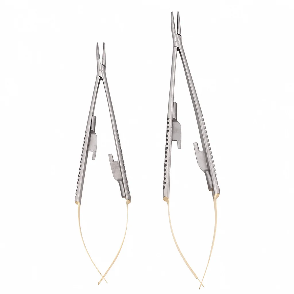 Dental Castroviejo Needle Holder 14cm 16cm Straight Curved, Spring Microsurgical Needle Holder for Implant Orthodontic Suture Fo