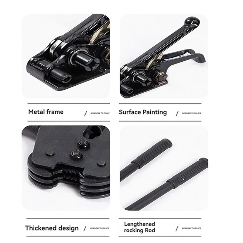 Flejadora de acero y plástico, máquina flejadora Manual integrada, tensor, alicates de flejado para embalaje