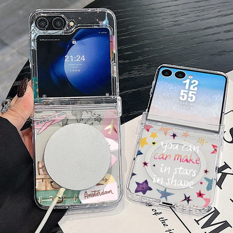 Ball Game Fever Phone Case For Samsung Z FlIP 7 FE 6 5 Magnetic Hinged Clear PC Folding Cover For Galaxy Z Flip7 Flip6 Flip5