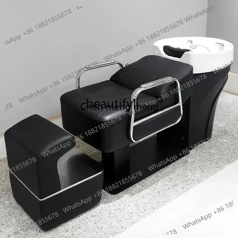 ss 26 Salon Ceramic Deep Basin Flushing Bed Lying Half Shampoo Chair Trendy for Hair Salon Barber Shop Salon Shampoo Bed