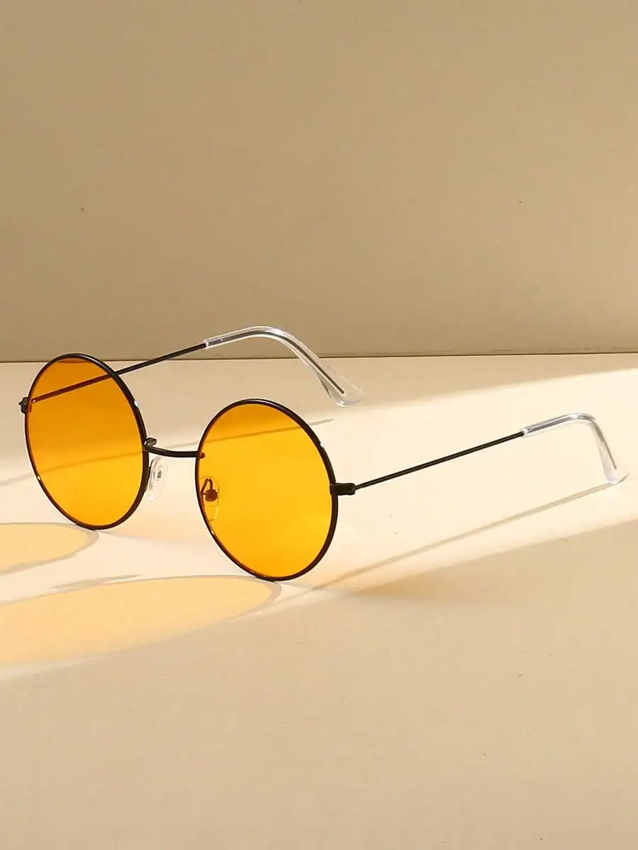 

Round Fashion Sunglasses With Metal Frame For Beach Vacation Outdoor Travel