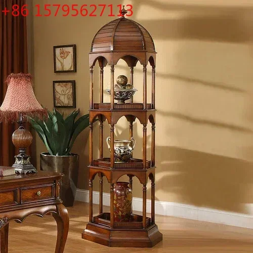 

xz1LBX Напольная антикварная полка в европейском стиле, подставка для цветов, креативная витрина в форме птичьей клетки, полка для хранения, шкаф-витрина для гостиной