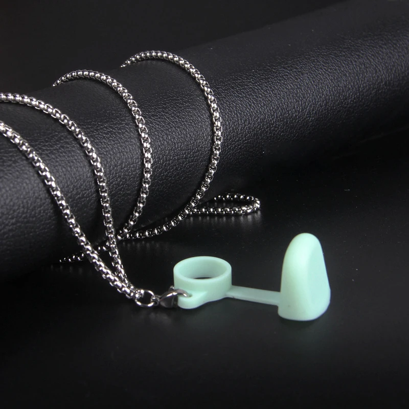 1pcs Universal Stainless Steel Electronic Cigarette Dust Cap Metal Necklace Chain with Silicone Anti Loss Protection Ring view 5
