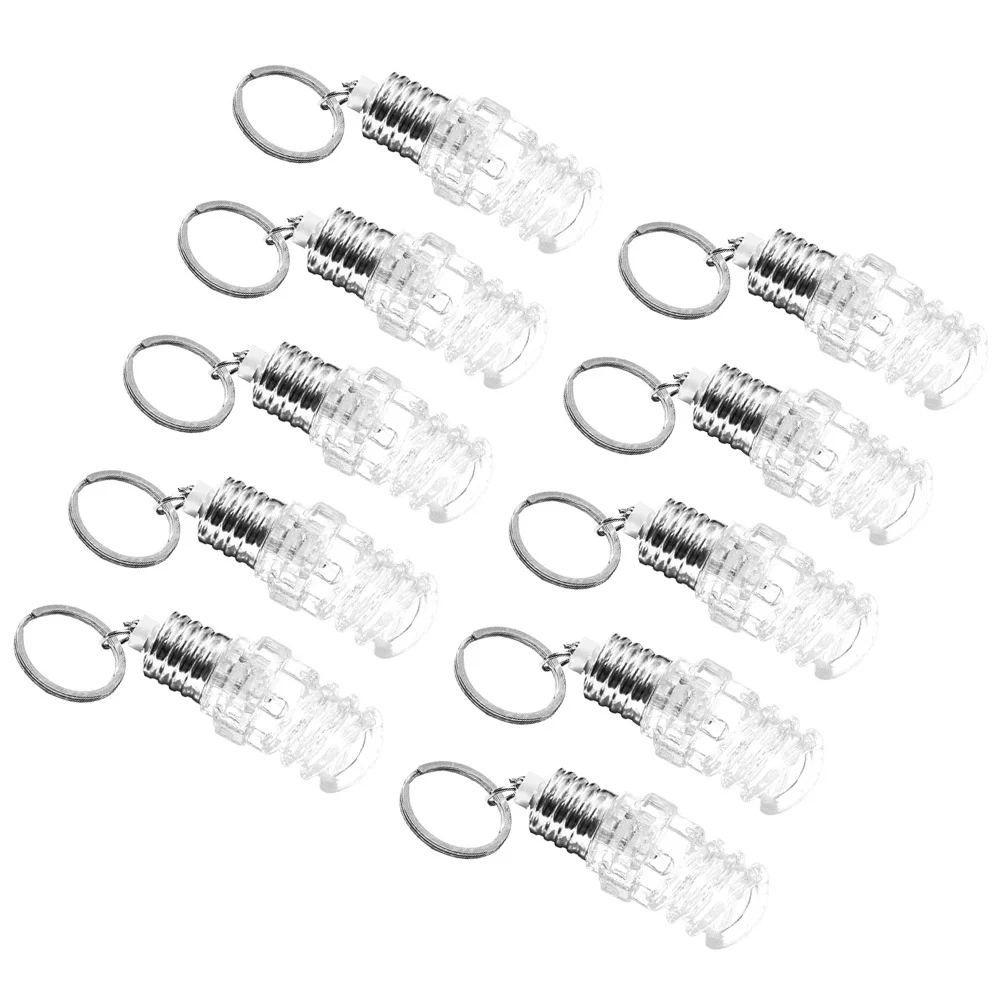 

10 Pcs Light Bulb Flashlight LED Key Chain Lamp Torch Keyring Mini Camping Clear Unique Design Keychain