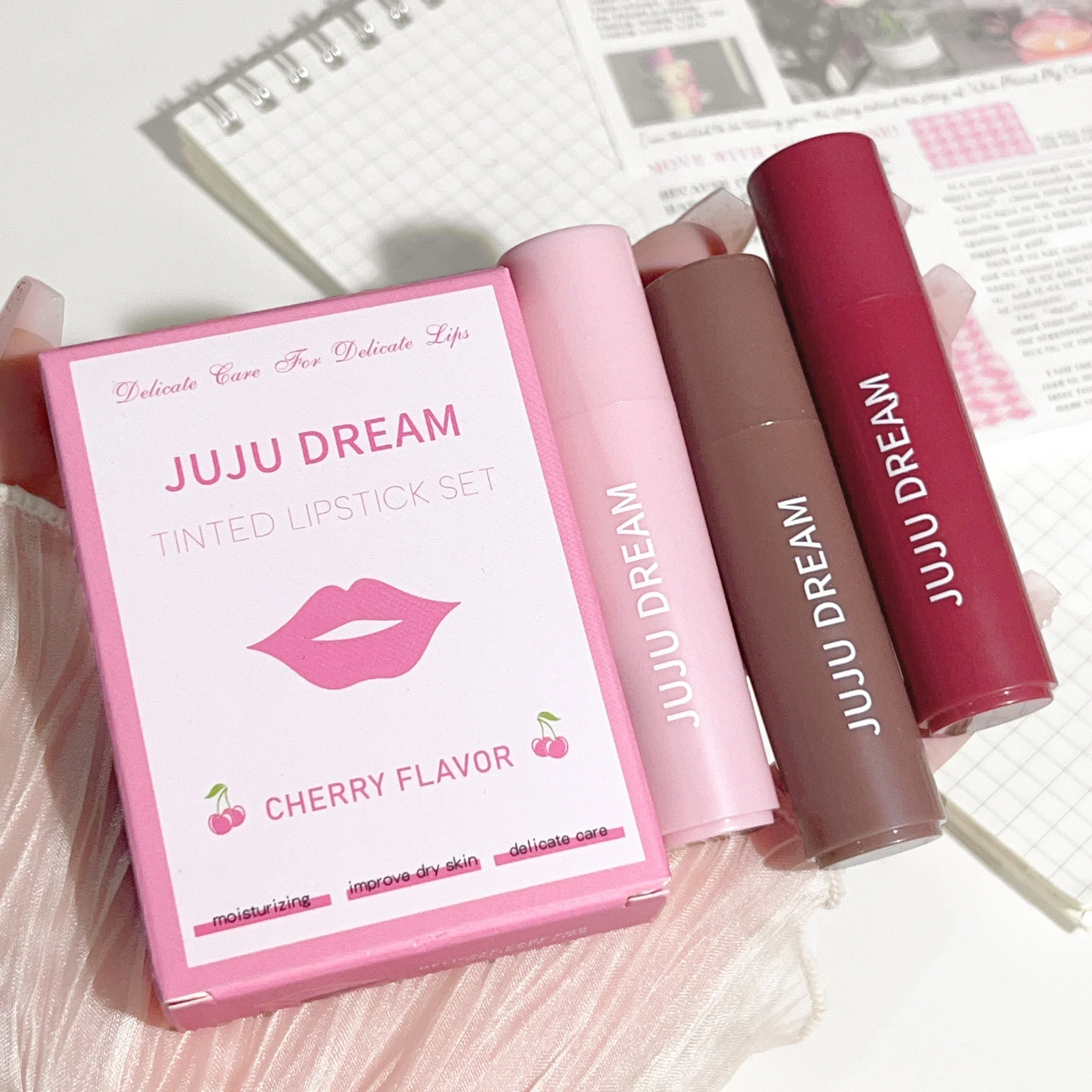 Set di balsamo per labbra lussuoso con tonalità di bacche da 3 pezzi: idratante, anti-crepe e lenitivo, di lunga durata, regalo perfetto per le donne, adatto ai viaggi