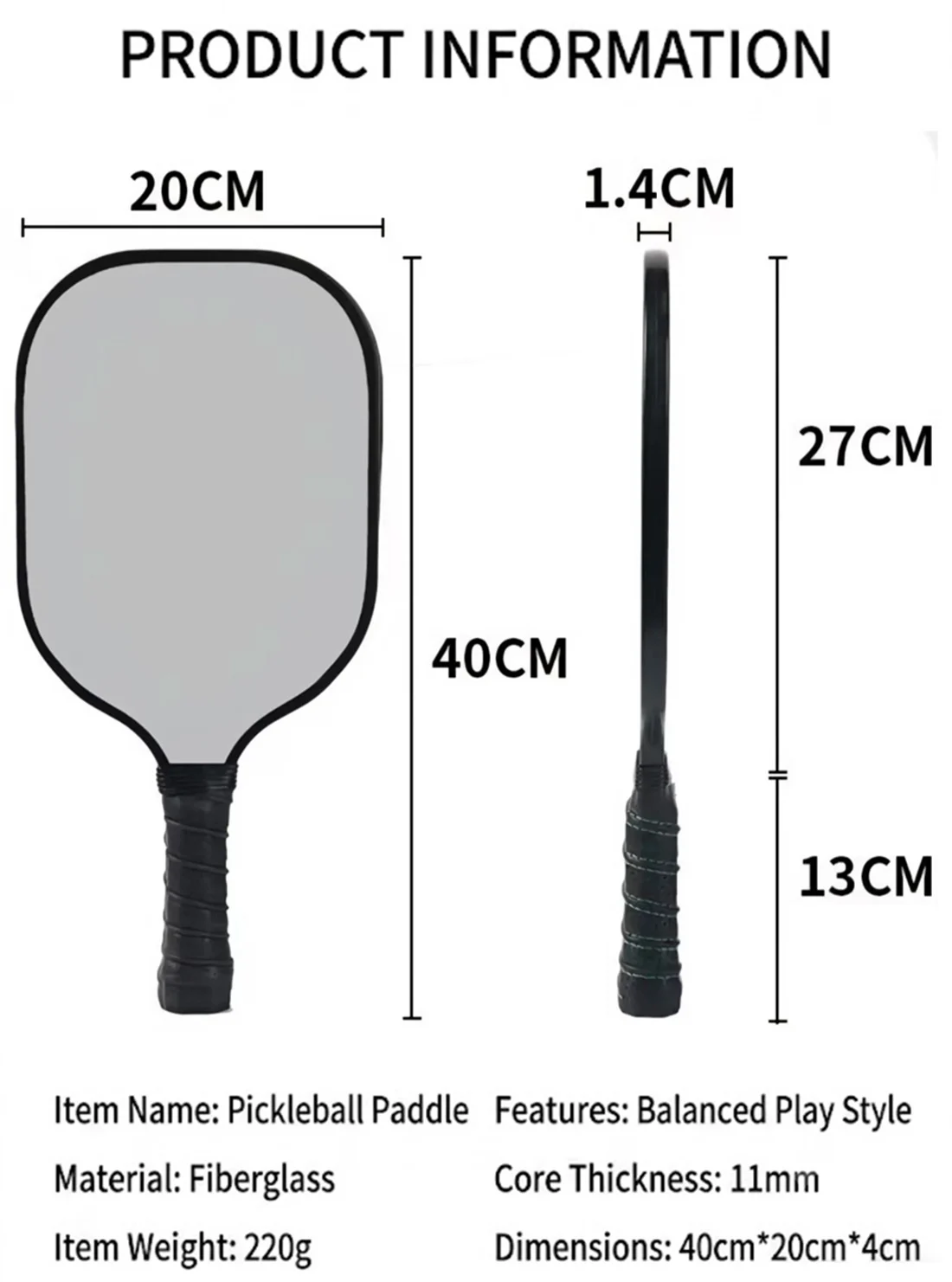 Glass Fibre Face Pickleball Paddle Ribbed Handle Non Slip Grip Pickleball Racquet Lightweight Pickleball Training Equipment Men