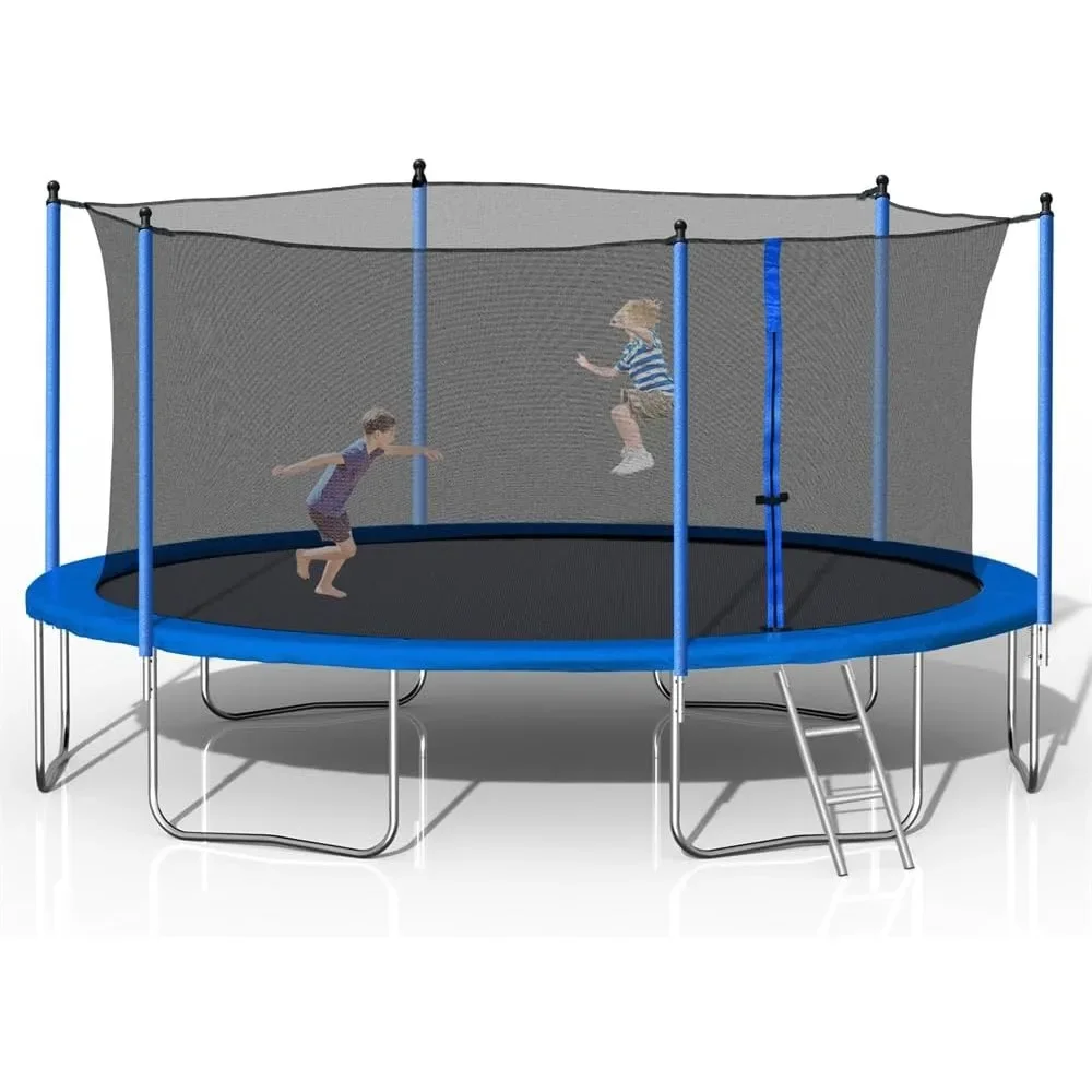 

14FT Trampoline with Heavy Duty Jumping Mat for Kids & Adults, Outdoor Trampoline with Ladder and Safety Enclosure Net