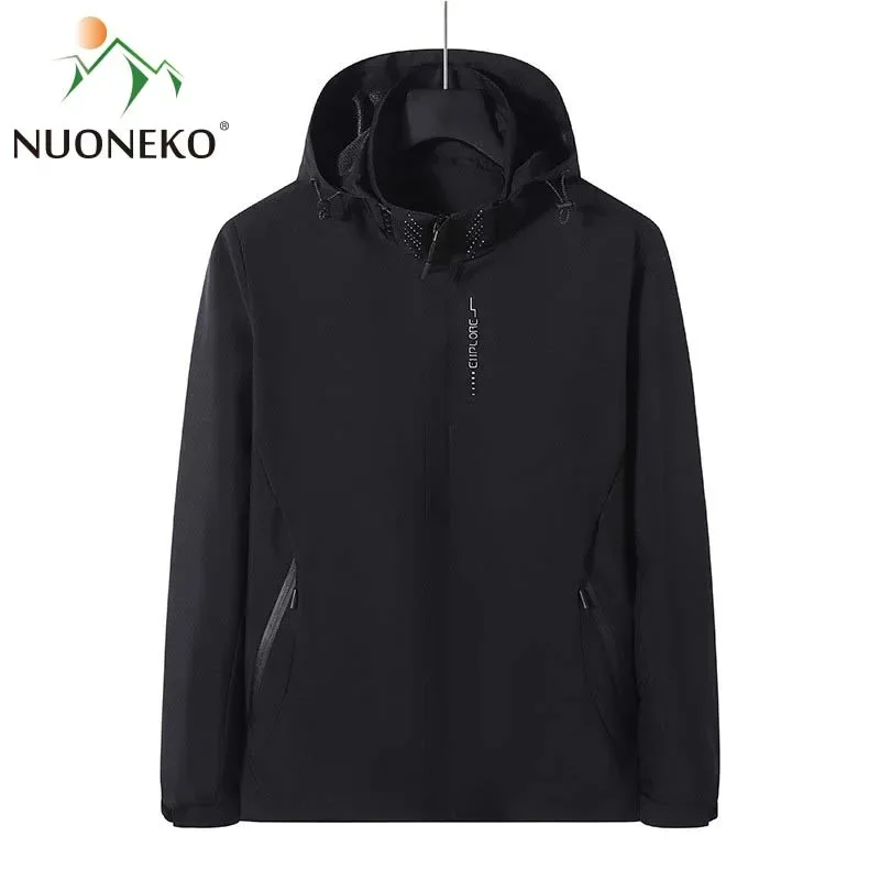 

NUONEKO Spring Mens Hiking Jackets Pilot Hooded Baseball Waterproof Outdoor Sports Camping Skiing Windbreaker Coats JN17