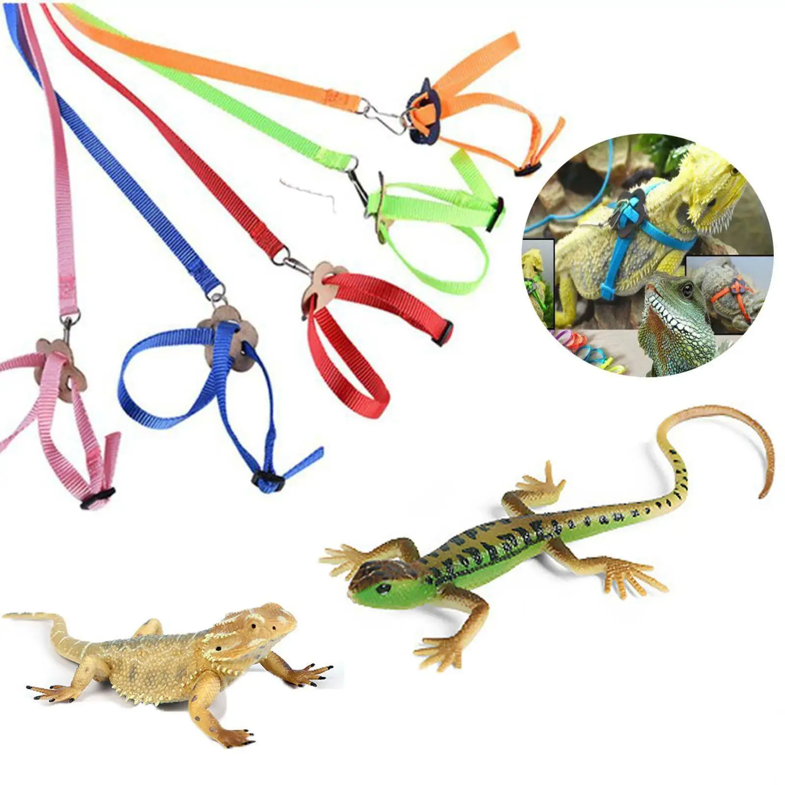 Reptile Lizard Dragon Harness Leash Adjustable Walking Hauling Cable Belt Traction Training Rope Pet Supplies Collar Chest Strap