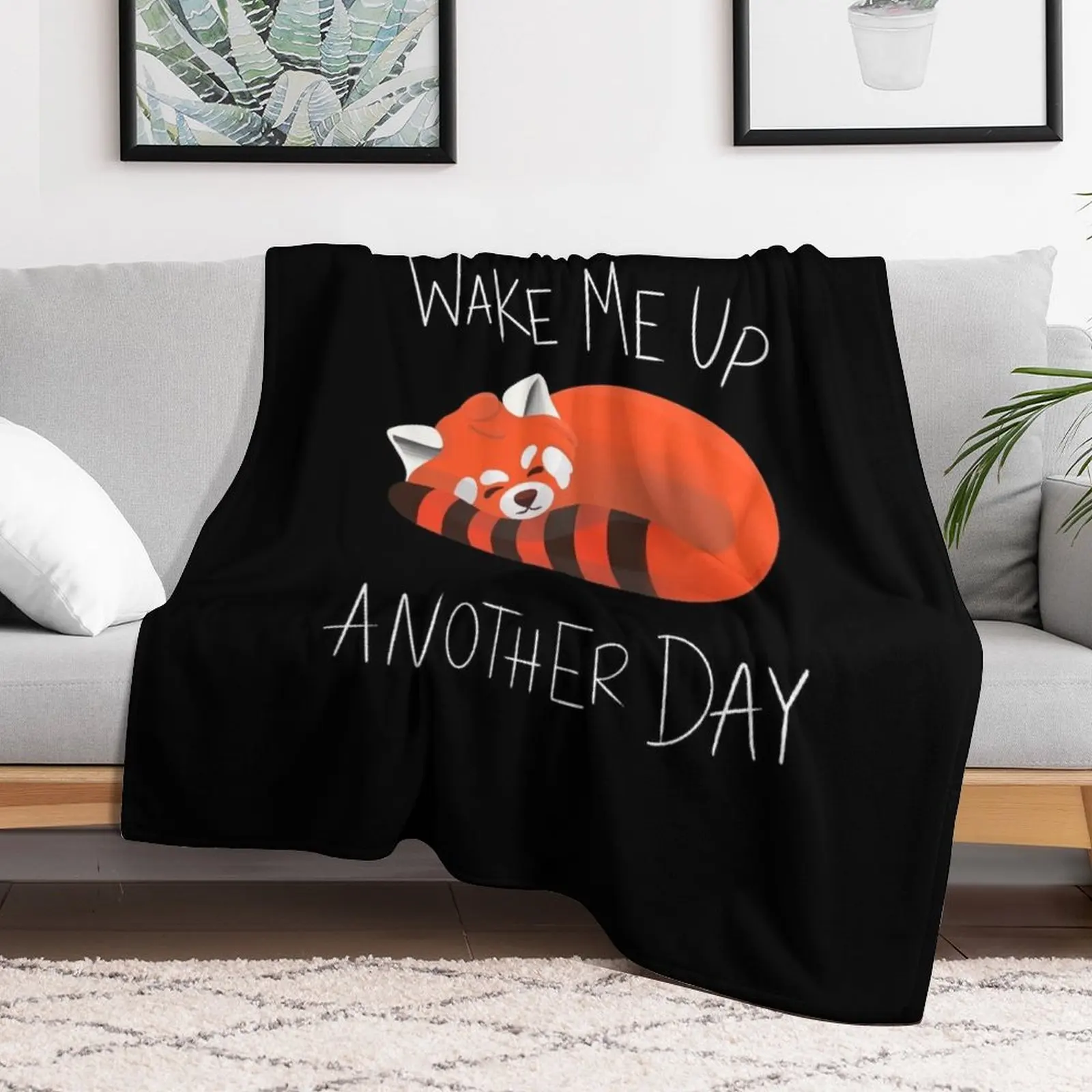 wake me up another day red panda Throw Blanket Cute Plaid wednesday Blankets