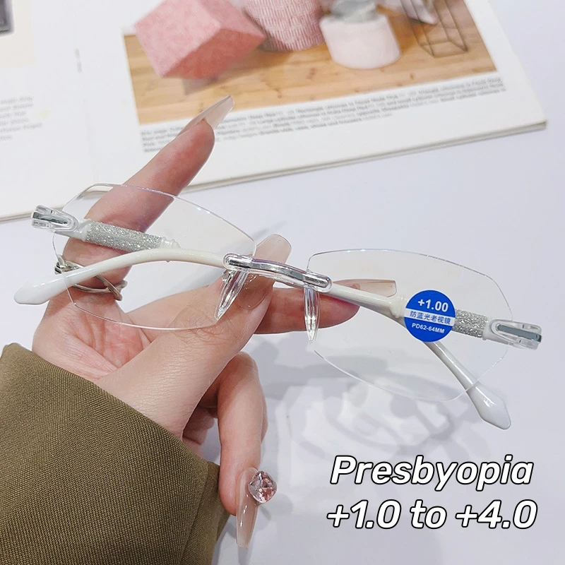 

Ultra Light Women Anti Blue Light Reading Glasses New Frameless High-definition Presbyopia Glasses Business Men Unisex Glasses