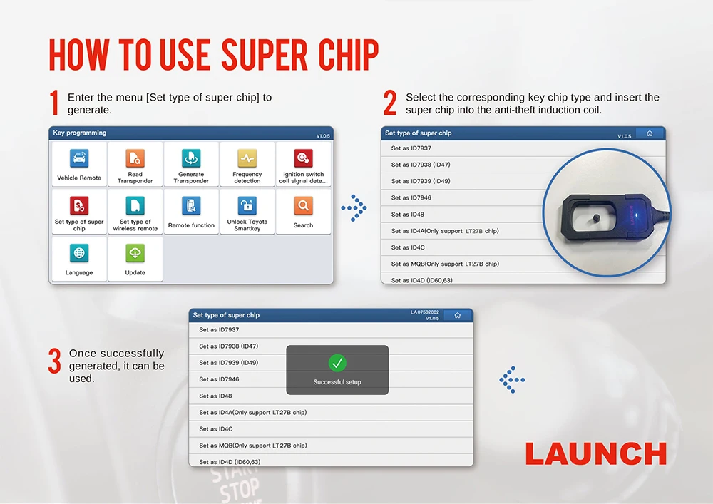 LAUNCH X431 Schlüsselprogrammierer X 4 Schlüsselset IMMO Programmierwerkzeuge Kompatibel mit X431 PAD V/ IMMO ELITE/IMMO PLUS /PROG 3 – Detail 8