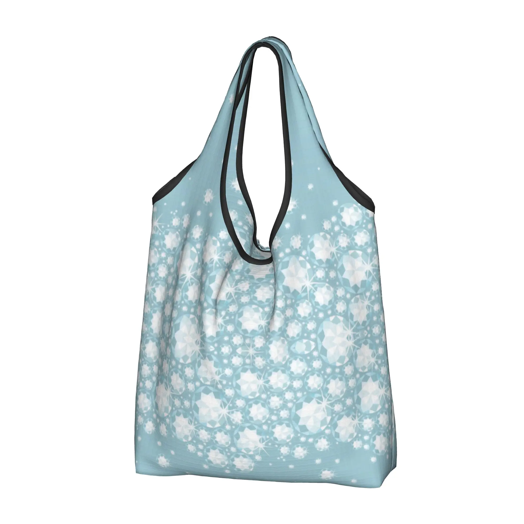 Funny Print Fashion Glitter Rhinestones Tote Shopping Bags Portable Shoulder Shopper Crystals Diamonds Handbag