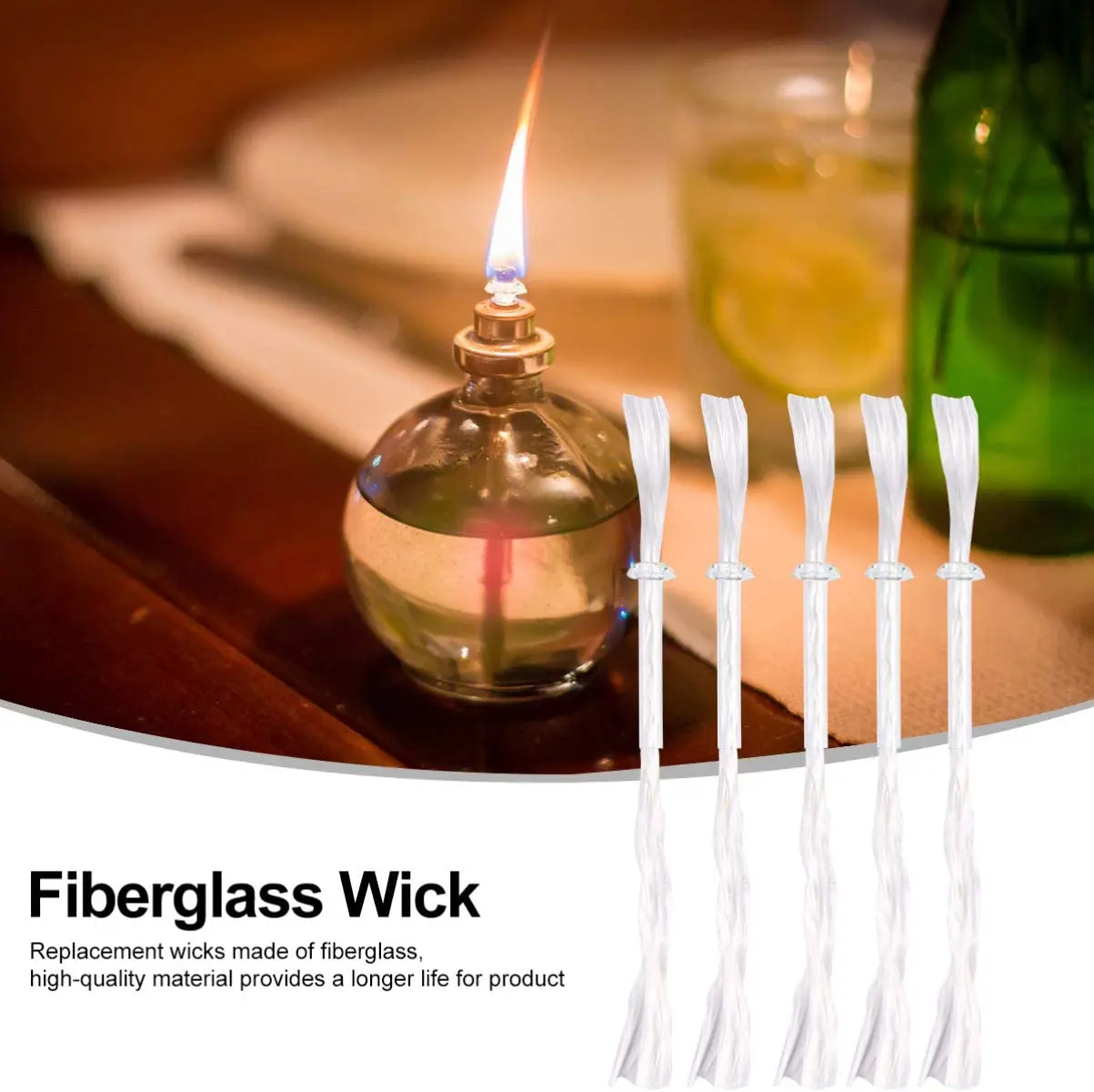 190mm Replacement White Fiberglass Wicks,1-6mm Width Candle Wicks for Light Ghee Lamp DIY Oil Lamps Craft Candle Making Supplies