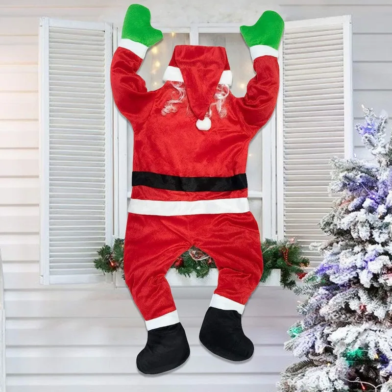 

Christmas Velvet Santa Claus 170cm Luminous Set Wall Climb Decoration Clothes Cosplay Hang Holiday Ornaments Atmosphere Gift New