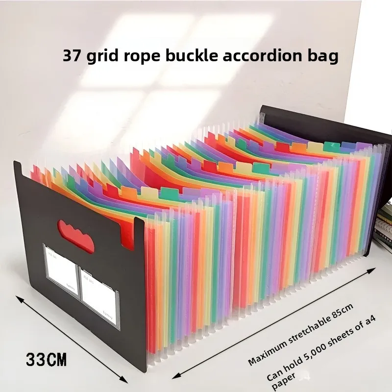 

37/13 Pockets File Folder Accordion File Organizer/Portable Expandable Plastic Filing Box,Paper/Document/ with Colored Tabs Bill