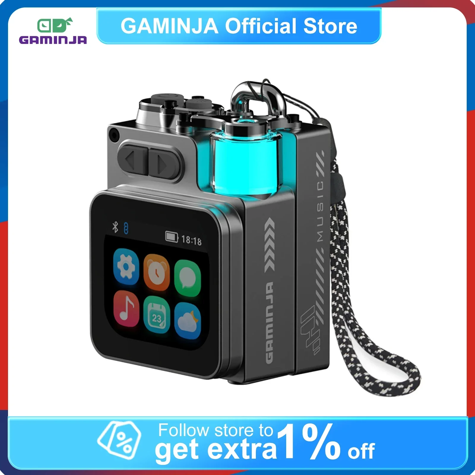 GAMINJA Powerful Bluetooth Speaker, Bass Wireless Outdoor Speakers LED Display Screen with RGB Desktop Subwoofer