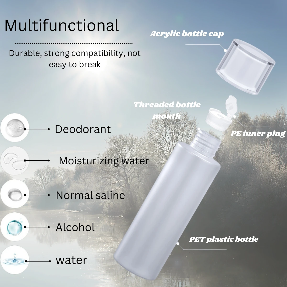 Liquid Dispensing Bottle 100/120ML Refillable Portable Transparent Practical Multi-Use Travel Bottle.