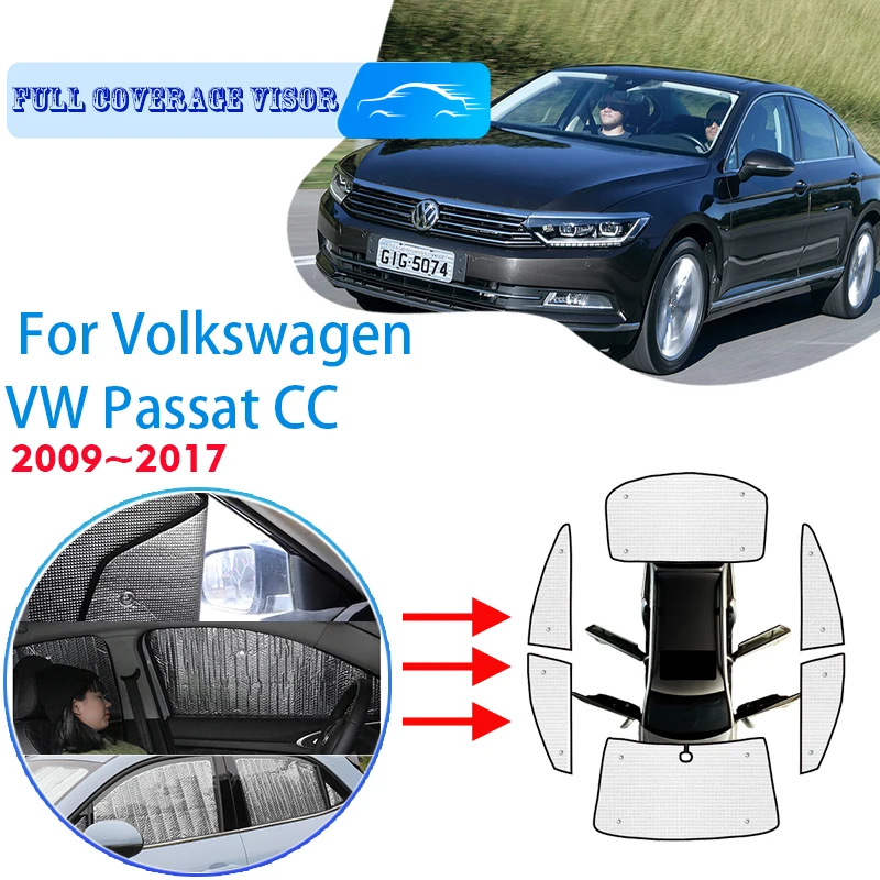 

Full Covers Sunshades For Volkswagen VW Passat CC 2009~2017 2016 Car Accessories Sun Protection Windshields Side Window Visor