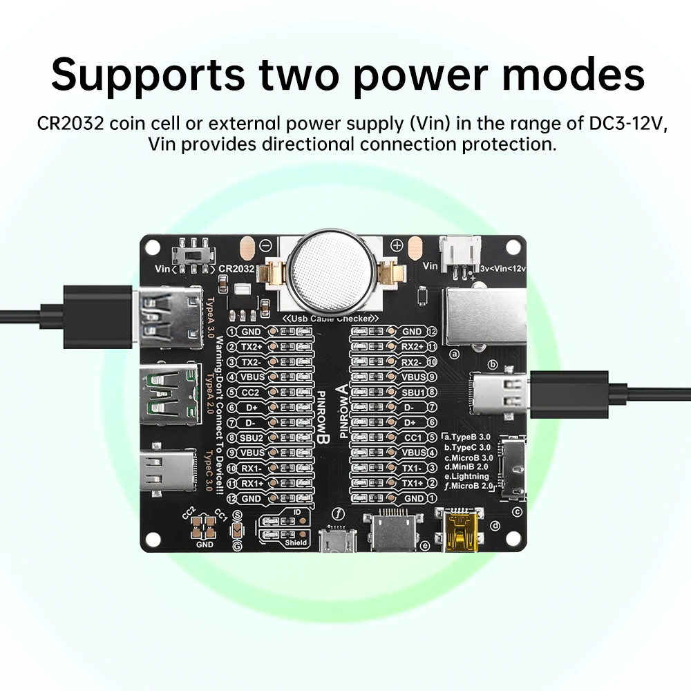 Imagem -02 - Usb Data Cabo Detection Board Cabo Checker Tester Interruptor de Curto Circuito Tipo-c Test Board Tool com Transparente Shell