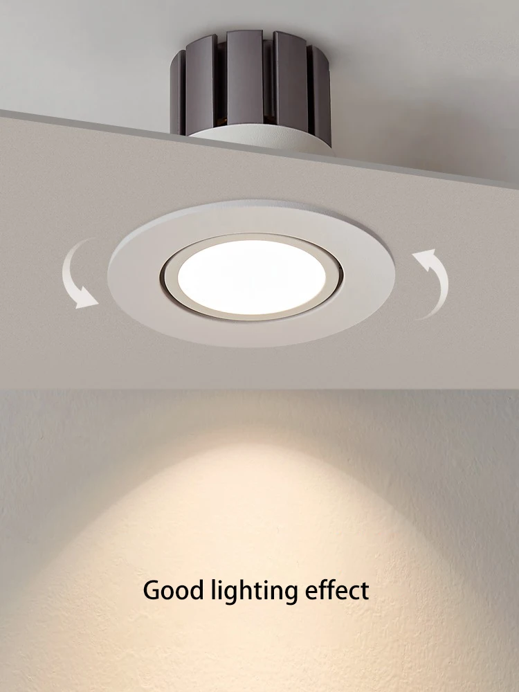 Anti glare Spotlight LED Household Ceiling Lamp COB Wall Washing Light 7.5cm Hole Embedded Downlight Living Room Hallway Foco