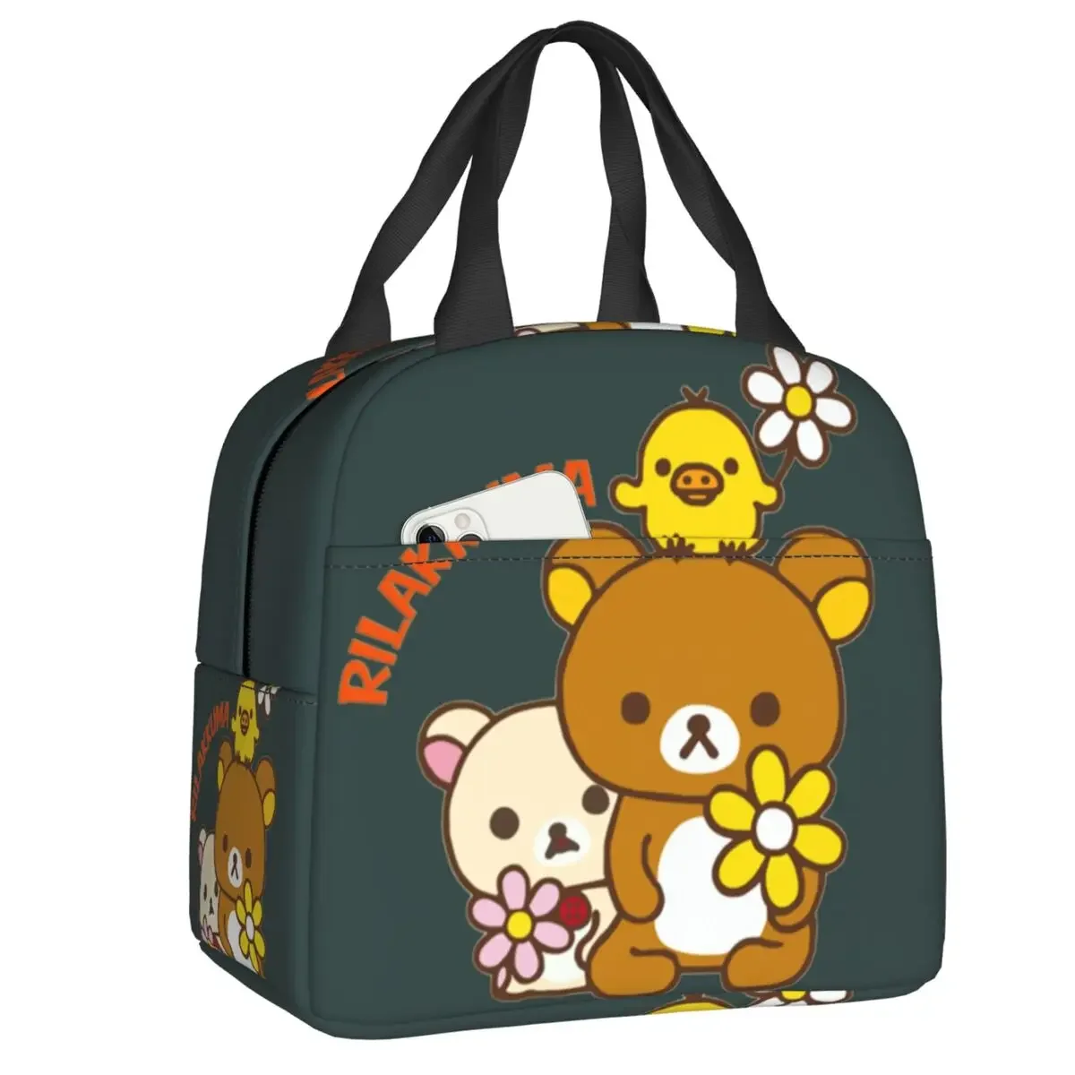 bolsa-de-almoco-personalizada-rilakkuma-para-mulheres-termica-e-isolada-ideal-para-estudantes