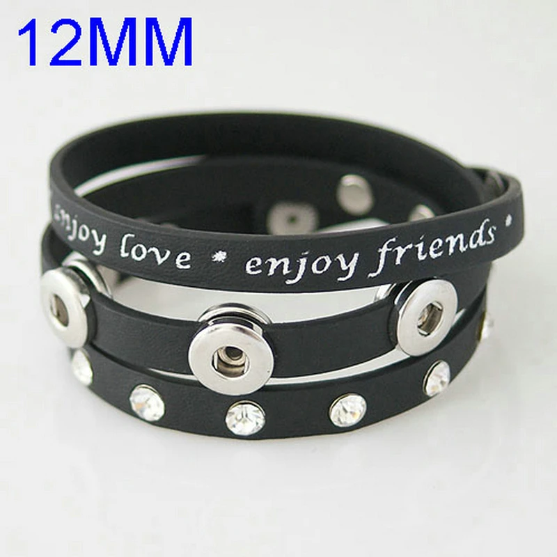 PU Leather Bracelets Fit 12MM Snaps Chunks